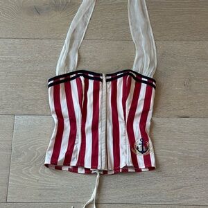 Sculptor Worldwide Red and White Striped Sailor Corset Top